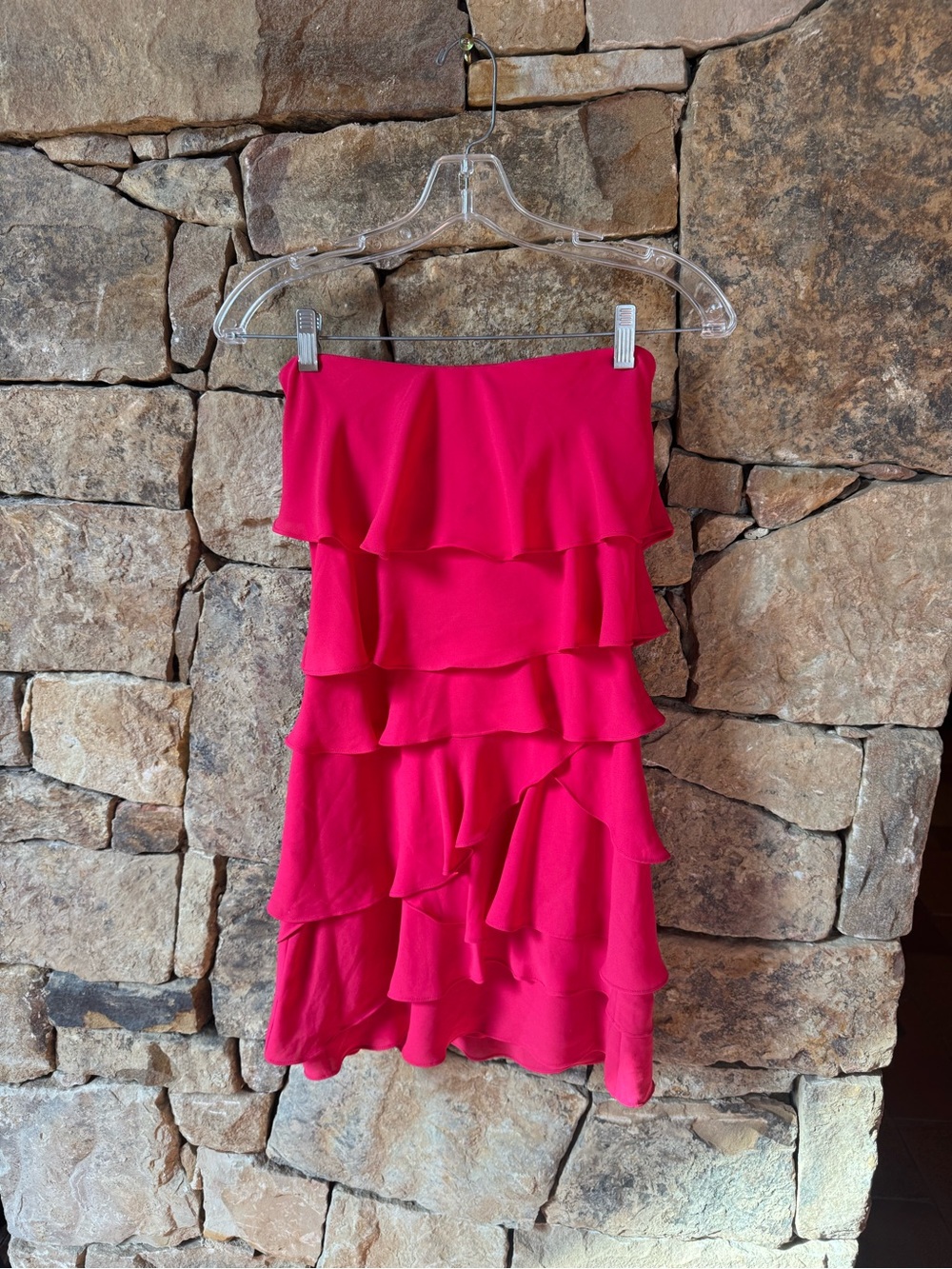 BCBGMaxAzria Pink Tiered Ruffle Dress